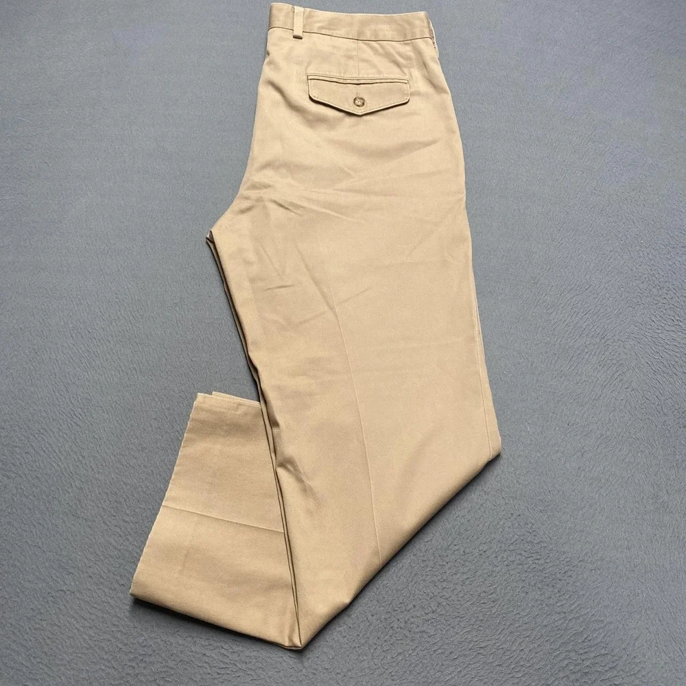 LL Bean Pants Mens‎ 35 Khaki Standard Fit 100% Cotton Chino Flat Front Casual
